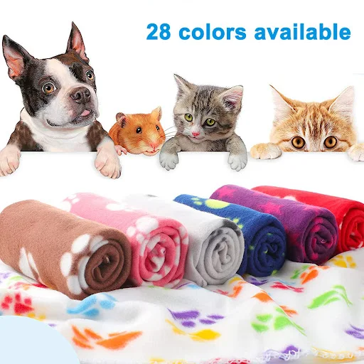 Puppy Dog Blanket Winter Pet Blankets Paw Prints Pet Cushion Small Dog Cat Bed Cover Soft Warm Sleep Mat for Bulldog Chi