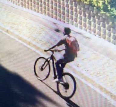 Screenshot of a man with dreadlocks and orange backpack who allegedly stabbed and robbed a cyclist in Cape Town on Tuesday February 5 2019. It was the third such incident this year.