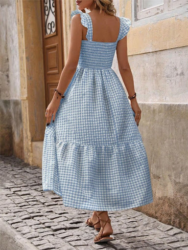 Title 11, Womens Elastic Large Swing Plaid Dress