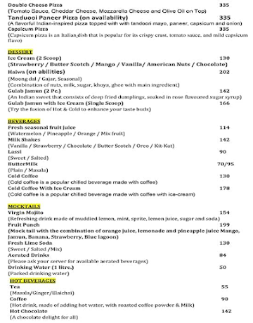 Up ~ The Sky Lounge menu 