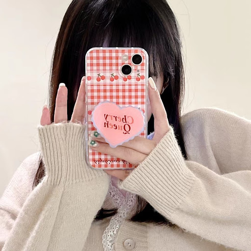 Title 5, Plaid Cherry Heart Silicone Phone Case, protect...