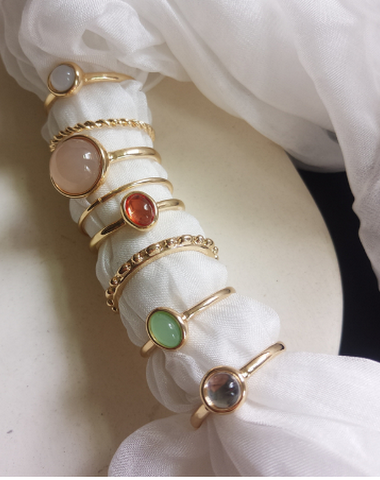 Vintage ronde ring met kristal en e - 2