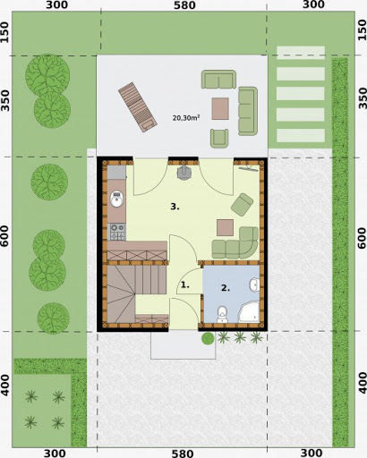 Lido 3 C Szkielet Drewniany Dom Mieszkalny, Z Antresolą - Rzut parteru