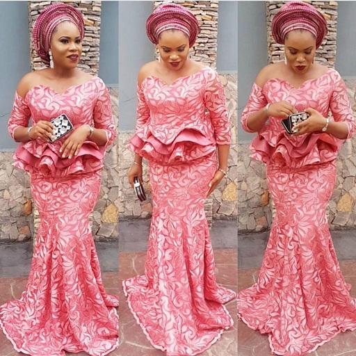 aso ebi bella lace skirt and blouse