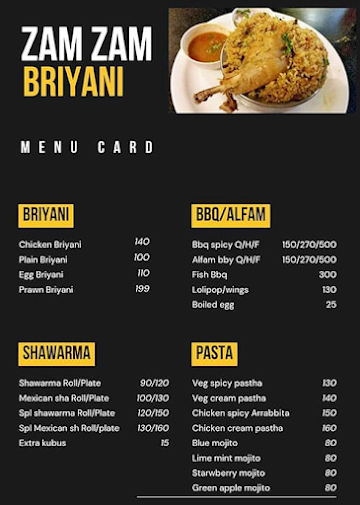 Zam Zam Biryani menu 