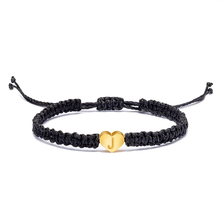 Bracelet Tressé à la Main Golden Love avec 26 Initiales pour Amoureux, Meilleurs Amis et Amitié. Un Lien d'Amitié Doré et Unique.