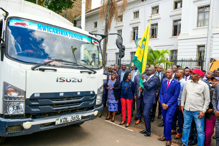 Nairobi Governor Johnson Sakaja flags off health commodities worth Sh58 million to Nairobi County Health Facilities on November 7, 2023 at City Hall, Nairobi.