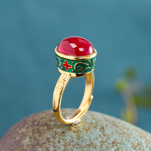 Title 2, Ethnic Ladies Ring Silver Jewelry Enamel Stylis...