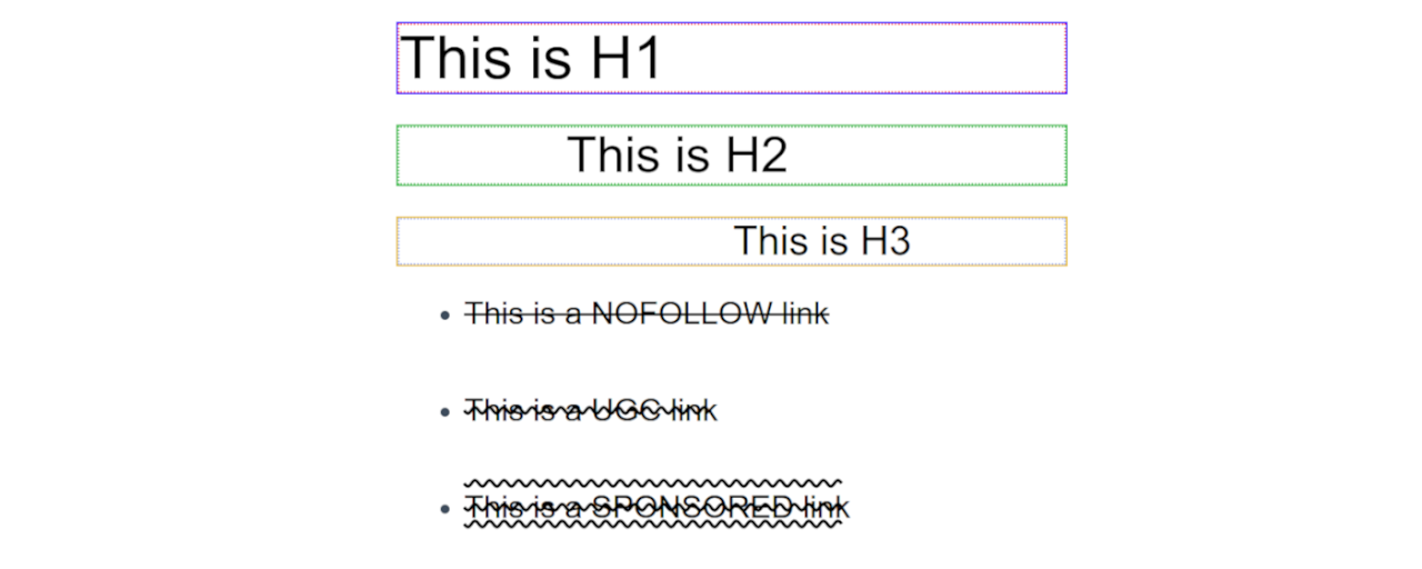 Highlight H1 and nofollow, sponsored & ugc Preview image 2