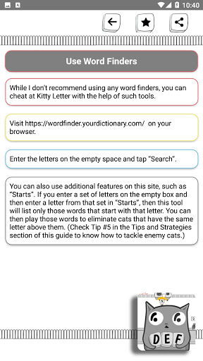 Guide for kitty letter