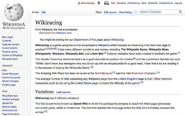 Wikipedia Race chrome extension