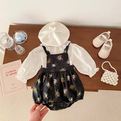 Title 14, Baby spring clothes, small floral suspender jum...