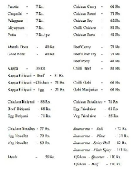 Priceless Menu-Chedathies Kitchen menu 1