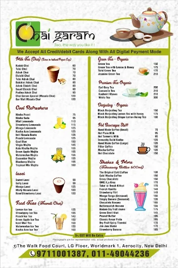 Chai Garam menu 