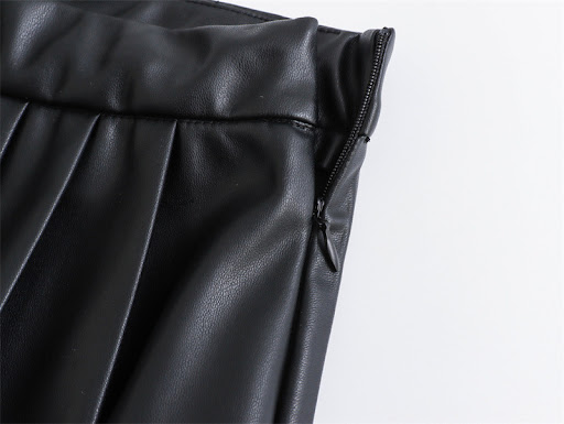 Title 3, Womens Fashion Casual Pleated Faux Leather Min...