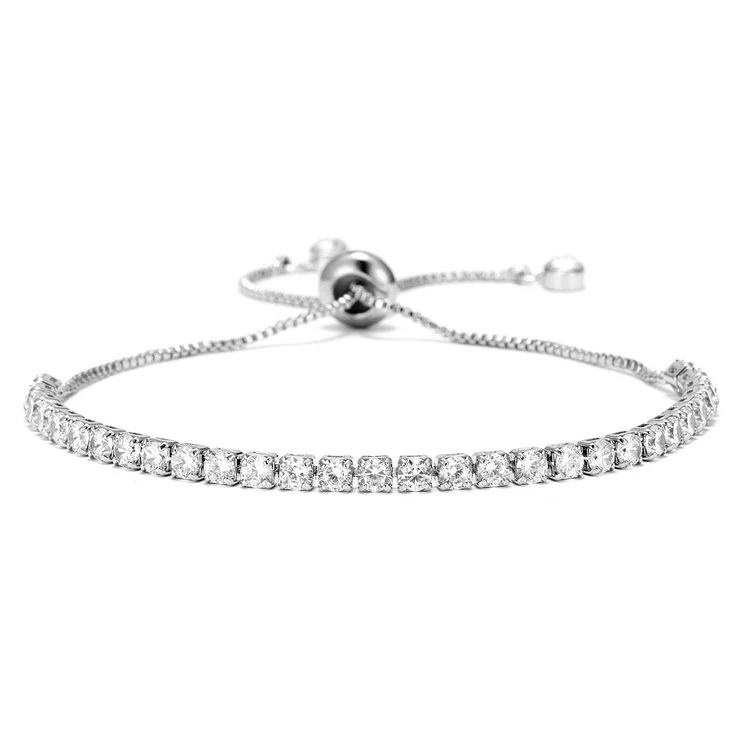 Bracelet ajustable pour femme, 3mm zircon incrusté, style littéraire. Un bijou élégant pour sublimer votre poignet et votre style.