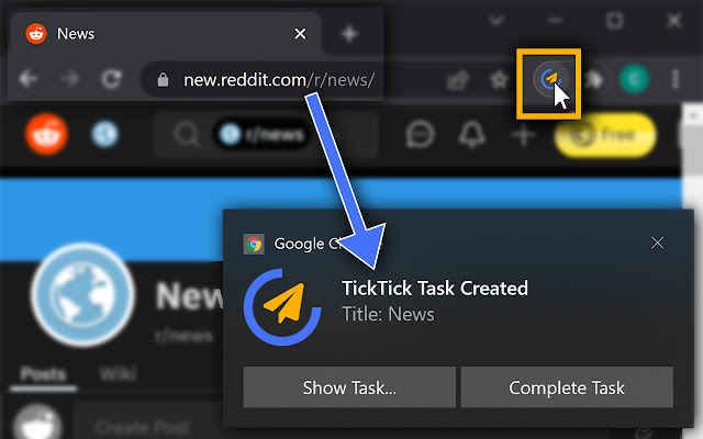 One-Click TickTick chrome extension