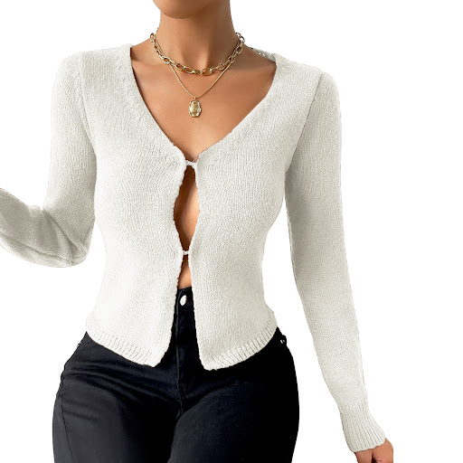 Title 5, Womens Minimalist Solid Color Slim Fit Long Sl...