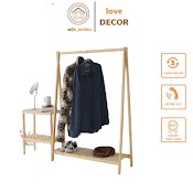 Giá Treo Quần Áo Chữ A 1 Tầng Gỗ Thông - Kệ Treo Quần Áo Decor Phòng Ngủ Chống Mối Mọt Chịu Tải - C*D*R=148*88*38