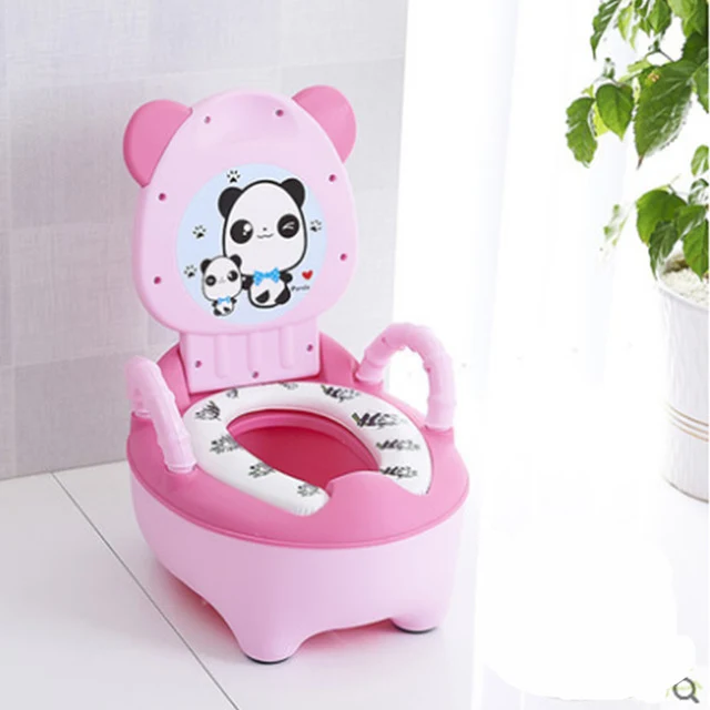 Assento portátil de vaso sanitário para bebês com encosto, conforto e bacia. Ideal para treinamento de desfralde infantil fácil e seguro.