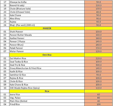 Swaadesi menu 