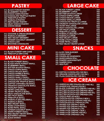 Caramella's Cake Shop menu 