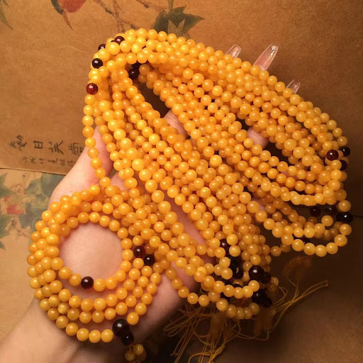 Title 9, Natural Beeswax 108 Buddha Beaded Necklace Acce...