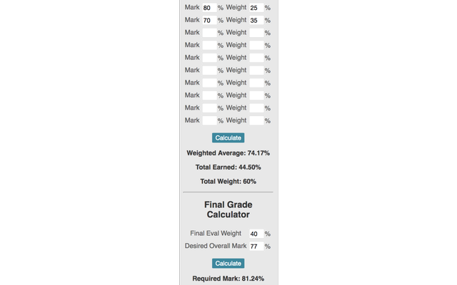 Weighted and Final Grade Calculator Preview image 1