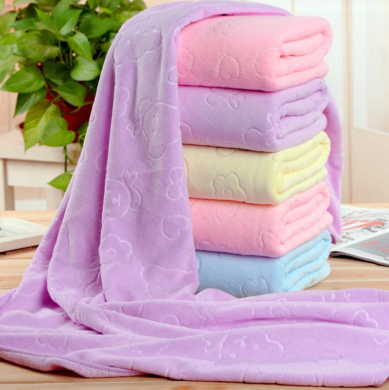 Toalla de baño grande para niños con oso de dibujos animados, absorbente, microfibra, perfecta para la playa y el baño diario