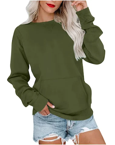 Sweat-shirt femme unicolore avec po - 1