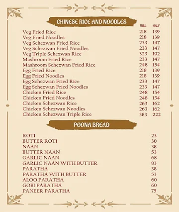 Hotel Poona menu 