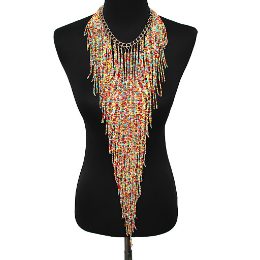 Title 3, Long rice bead tassel necklace An elegant acces...