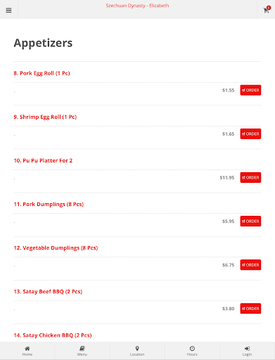 Szechuan Dynasty Elizabeth Online Ordering