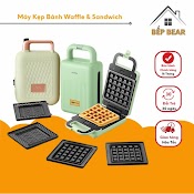 Máy Làm Bánh Waffle Kẹp Nướng Bánh Đa Năng Bear Dbc - C06M1, Nướng Bánh Mỳ Sandwich_Bảo Hành 18 Tháng