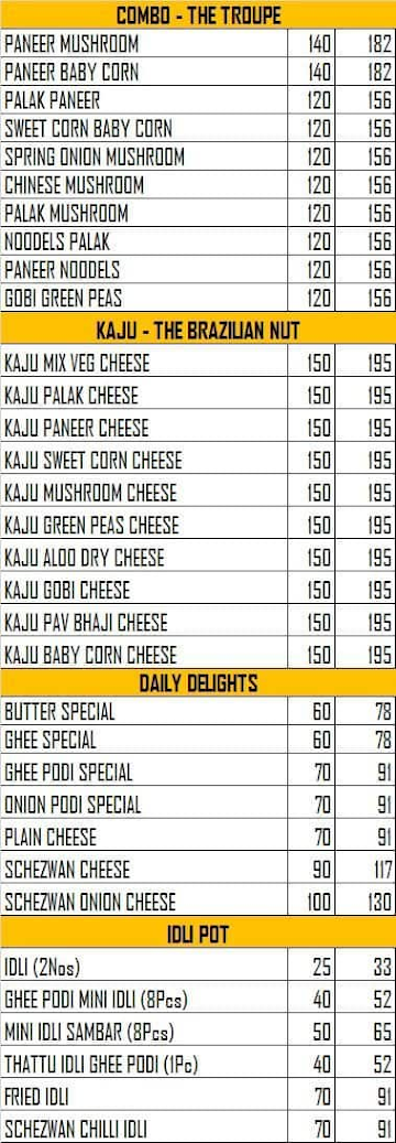 Dosa Factory menu 