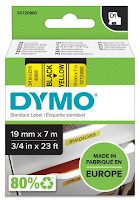 Tape DYMO D1 19mm x 7m sort/gul 45808 (Org.nr.SO720880)