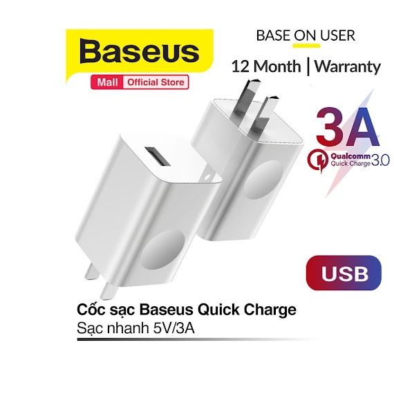 Củ Sạc Baseus Quick Charge Sạc Nhanh 5V/3A Cổng Usb Cho Smart Phone - Table