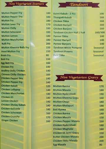 Naidu Palace menu 