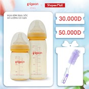 [Tặng Cây Súc Rửa Bình Sữa Tay Xoay Một Chiều] Bình Sữa Ppsu Plus Pigeon 160Ml/ 240Ml