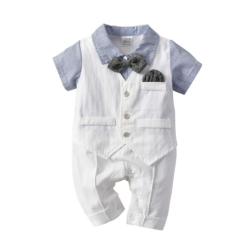 Title 6, Boys Fake Two-piece Romper With Bow Tie Gentlem...