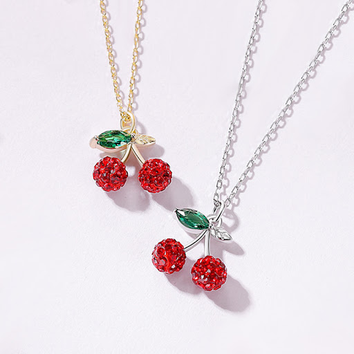 Title 10, Inlaid Zircon Cherry Necklace Temperament Wild ...