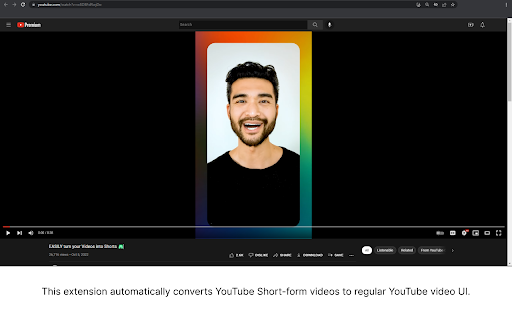 YouTube Shorts to Normal Video Extension