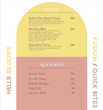 Hello Blooms menu 