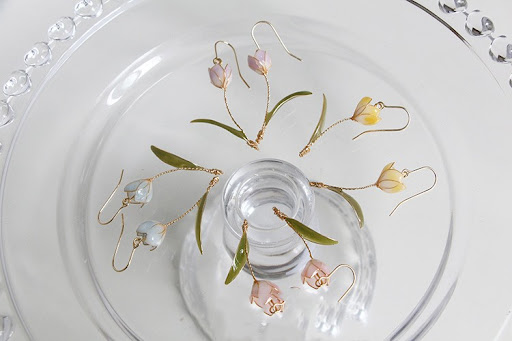 Title 2, Handmade Tulip Vintage Flower Stud Earrings, a ...