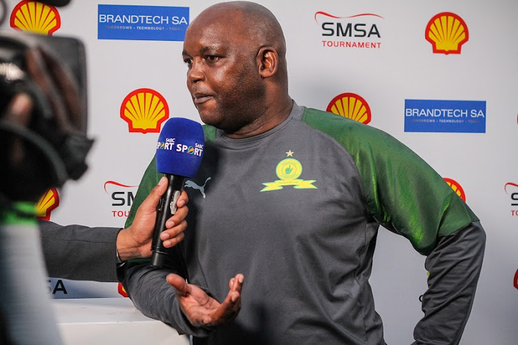 Pitso Mosimane Coach of Mamelodi Sundowns During the 2019 Shell Helix Cup match between Kaizer Chiefs and Mamelodi Sundowns at the FNB Stadium, Johannesburg on 12 October 2019.