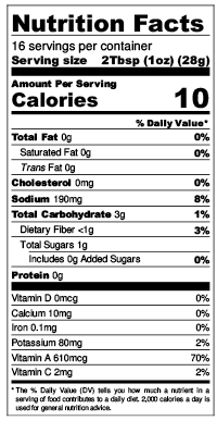 Plenty Roots Plenty Roots Nutrition Facts