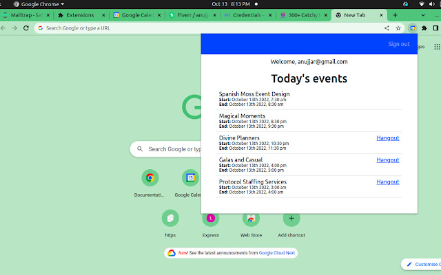 Event List for Google