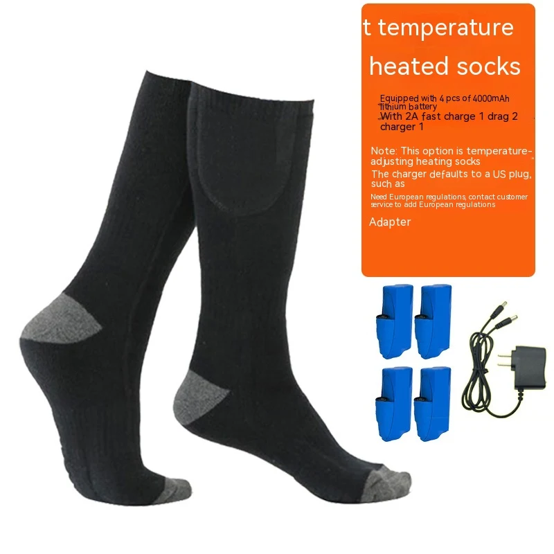 Elektrisch verwarmde sokken voor grensoverschrijdende handel, lange verwarming, opladen, voetschat, skiën, wandelen, sporten, heren.