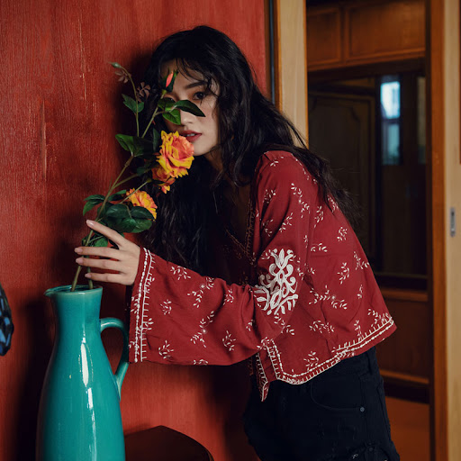 Title 4, Red embroidered bell sleeve vacation dress for ...