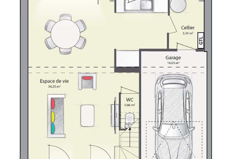  Vente Terrain + Maison - Terrain : 540m² - Maison : 89m² à Pont-Sainte-Maxence (60700) 